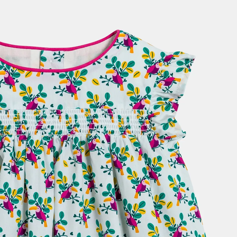 Robe imprimée smockée fleurie bébé fille Gris ou noir