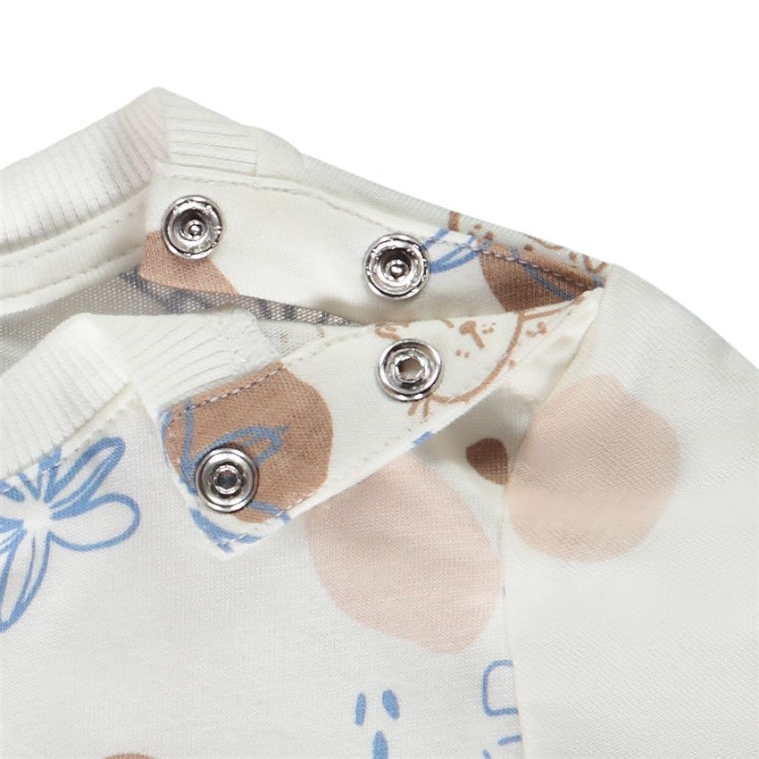 Ensemble 2 pièces avec salopette courte pour bébé garçon - Ecru