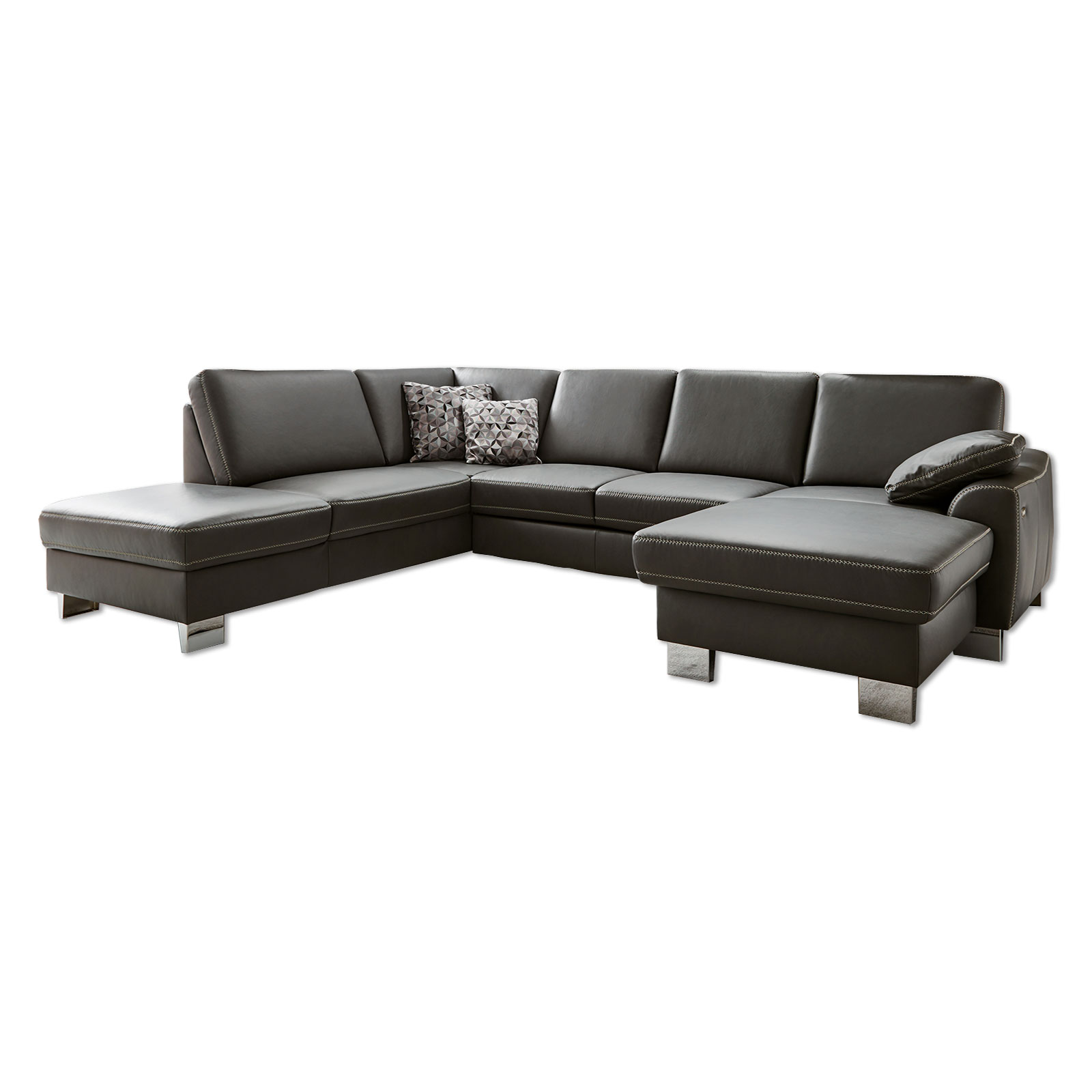 polsterpower Ledersofa - anthrazit - Basismodell - Canapé rechts