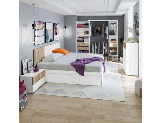 PEGANE - Chiffonnier, meuble de rangement coloris blanc artic, nature...