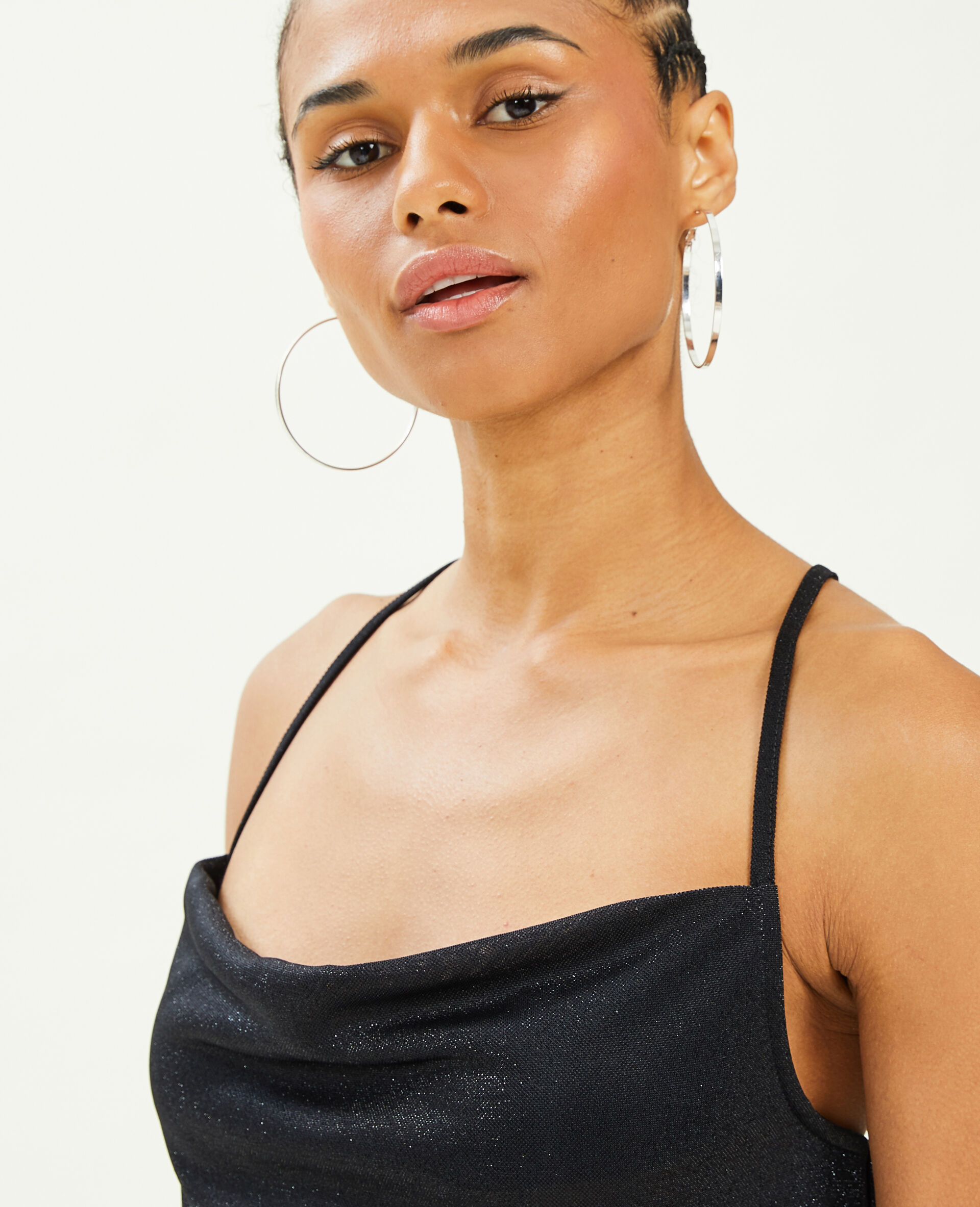 Top col bénitier avec lurex - Noir