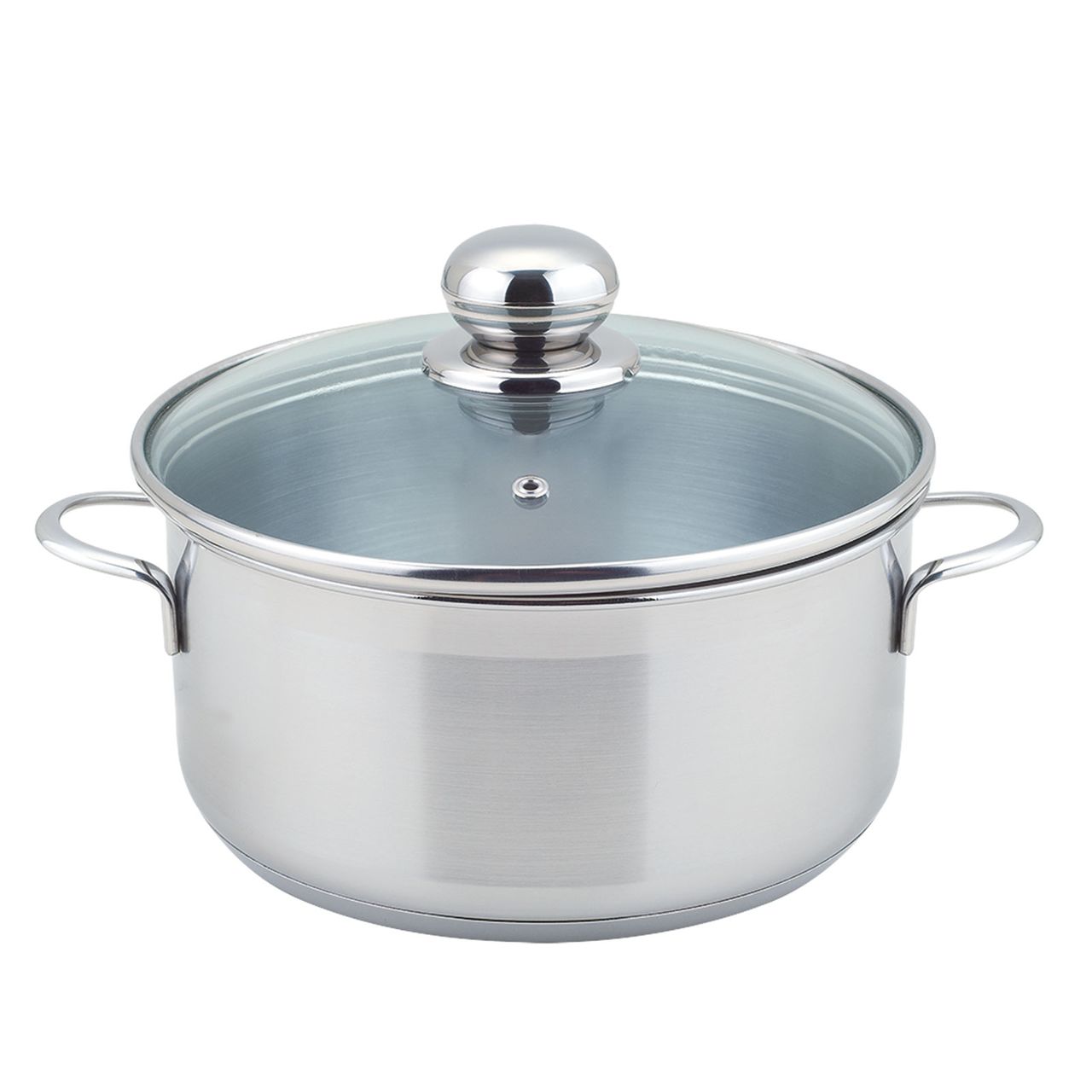 SSW City Fleischtopf Glasdeckel mit Chromrand Dampfloch Edelstahl Ø 20 cm 3,6 l