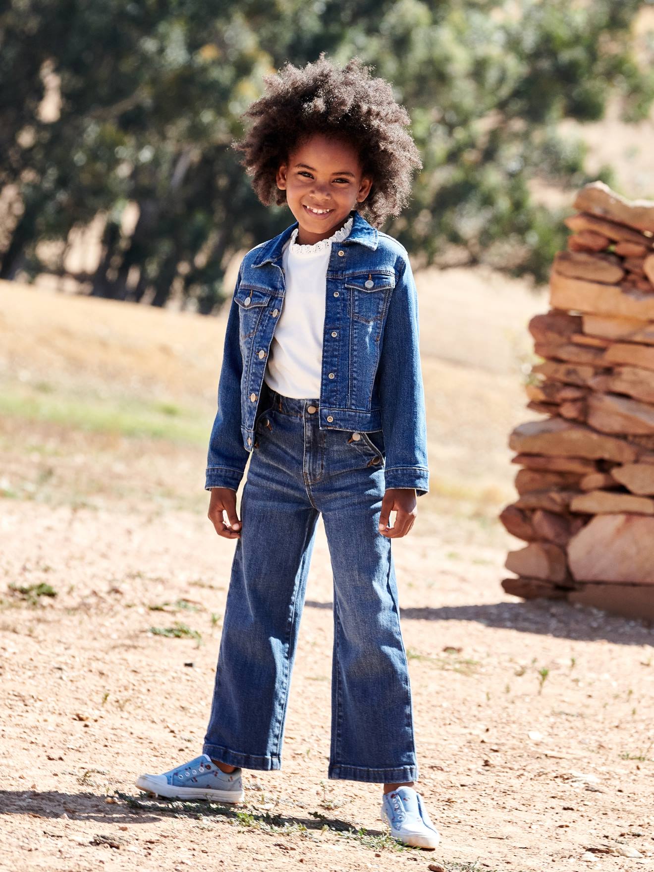 Jaqueta jeans personalizável para meninas, cor pedra