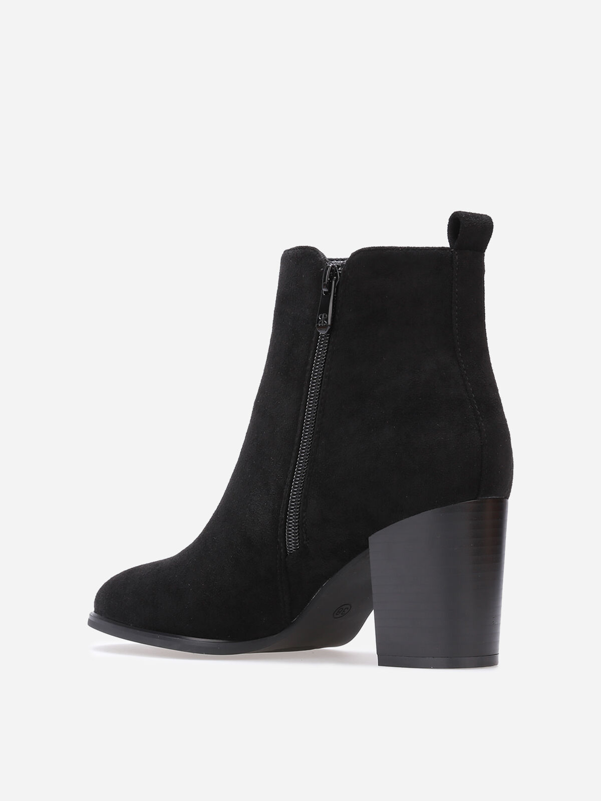 Bottines en suédine à zip décoratif- Noir