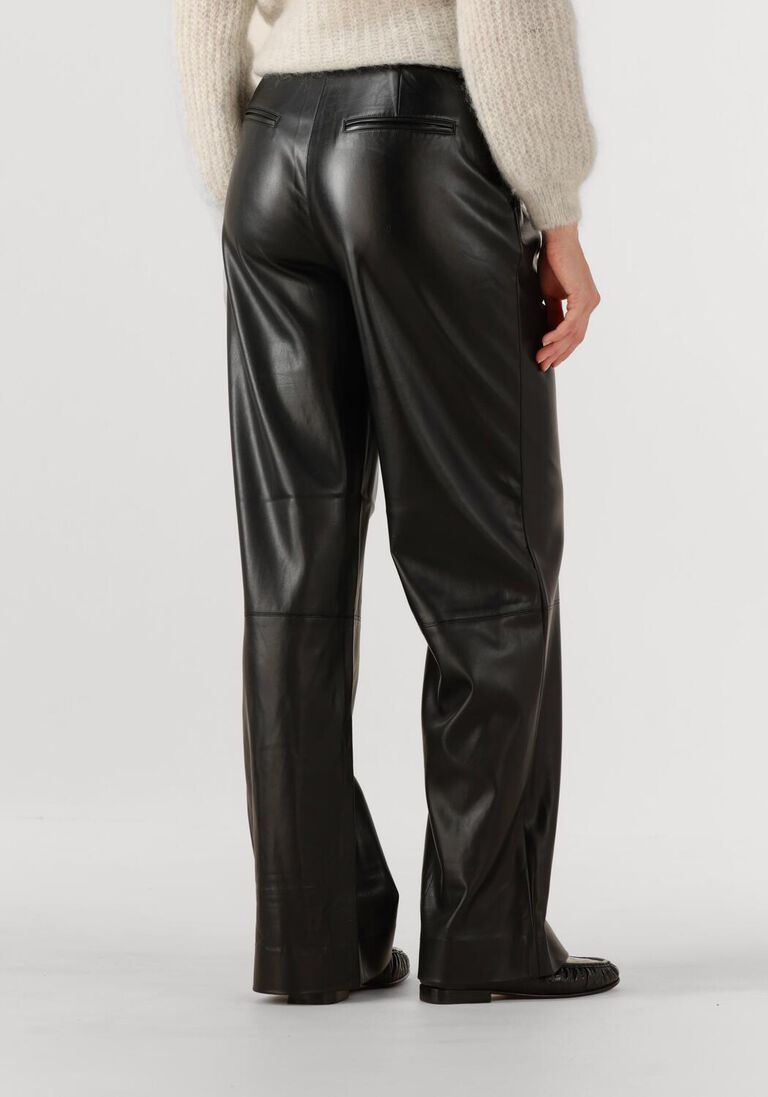 zwarte dante6 wijde broek jules faux leather pants