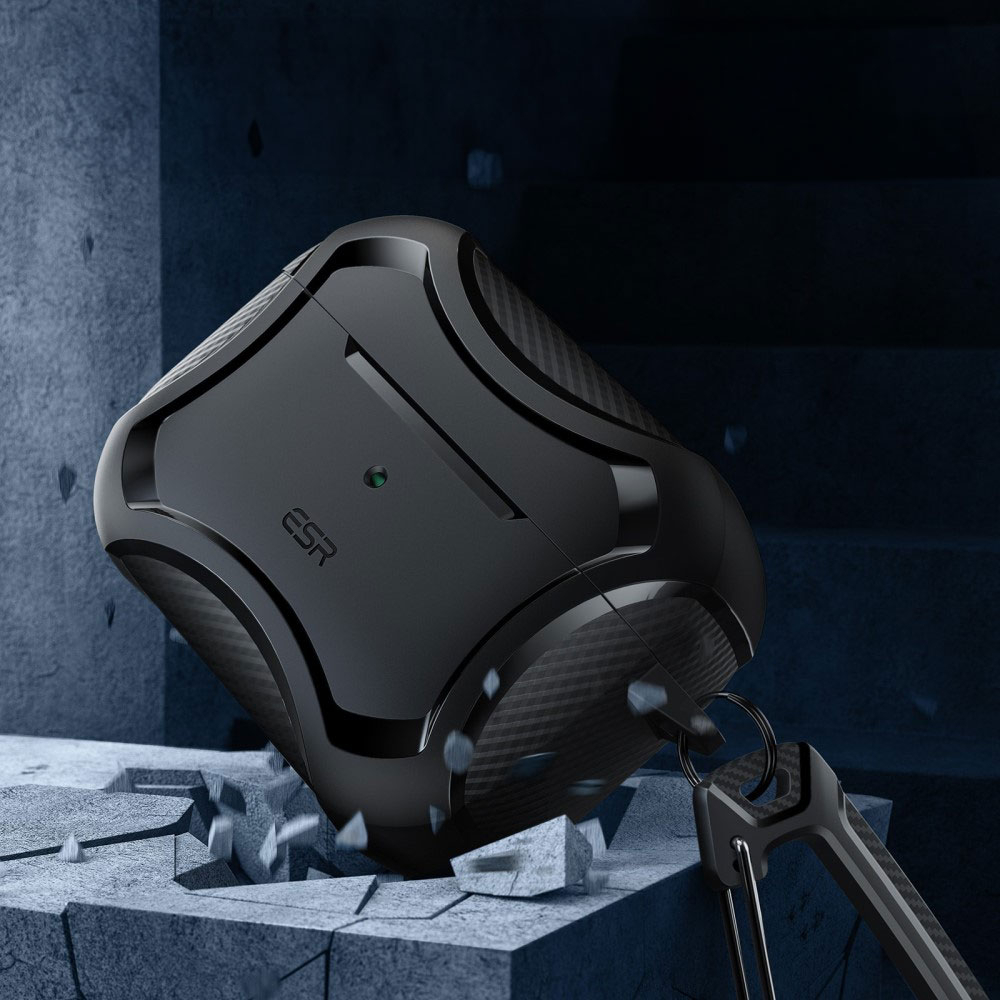 AirPods Pro 2 / AirPods Pro Cyber ​​Armor Series MagSafe Hybrid Hülle mit Karabinerhaken - Hellgrün