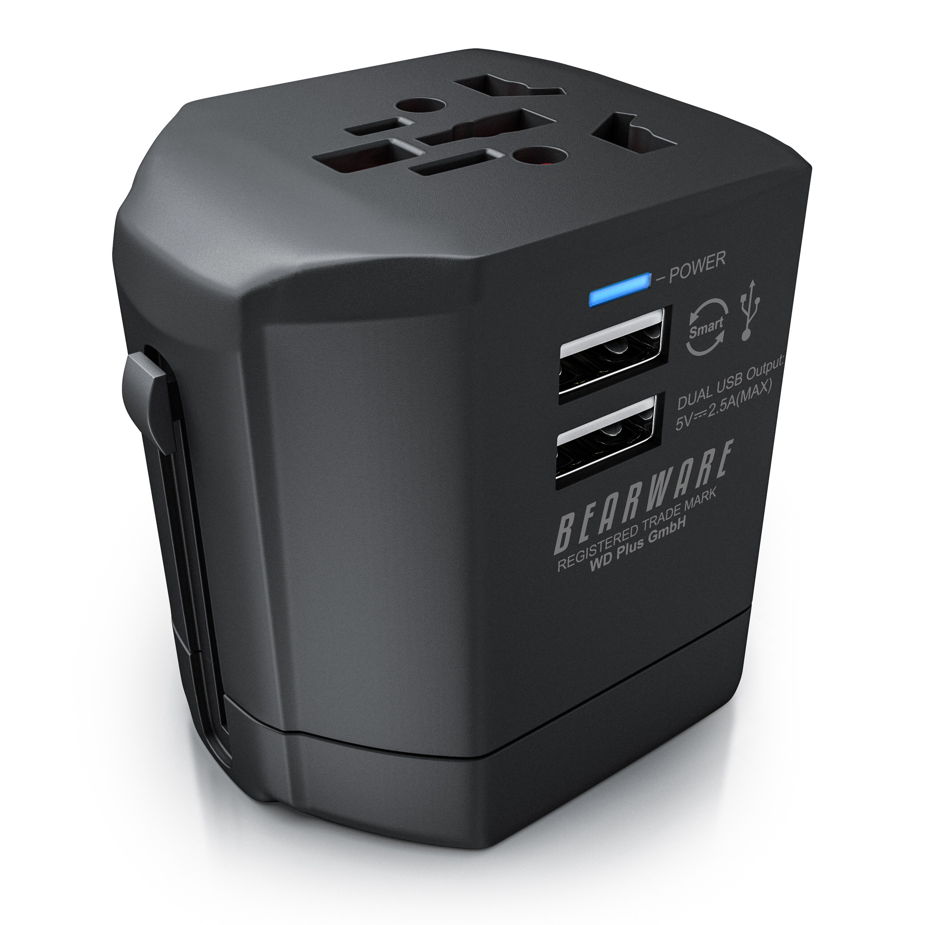 BEARWARE All-in-One Universal-Reiseadapter - Reise-Steckdosen-Adapter / Stromadapter - Reisestecker - World Travel Adapter / Plug