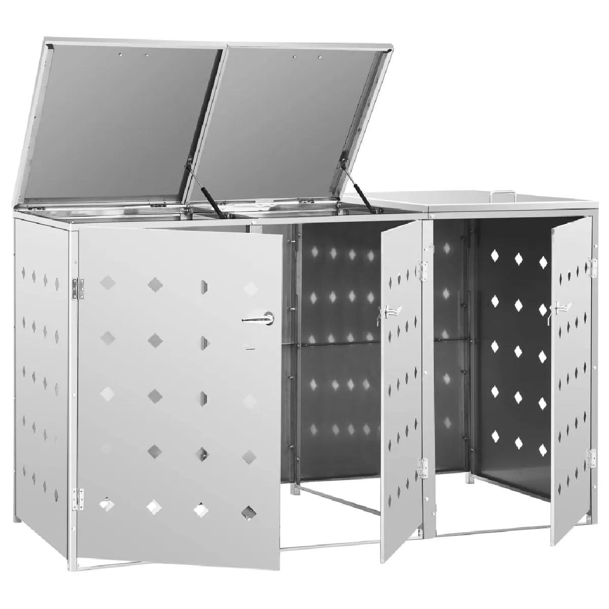 vidaXL Abri à Poubelle Triple 240 L - Inox