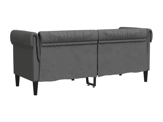 Canapé Chesterfield 2 places gris foncé tissu