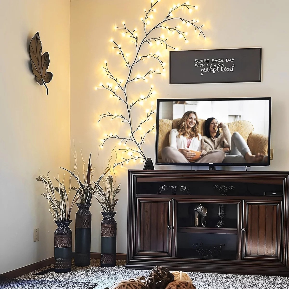 (2.3m) 144 LED's Deko Ast USB Zweig Lichterkette Baum Beleuchtung mit verstellbaren Ästen - Warmweiss