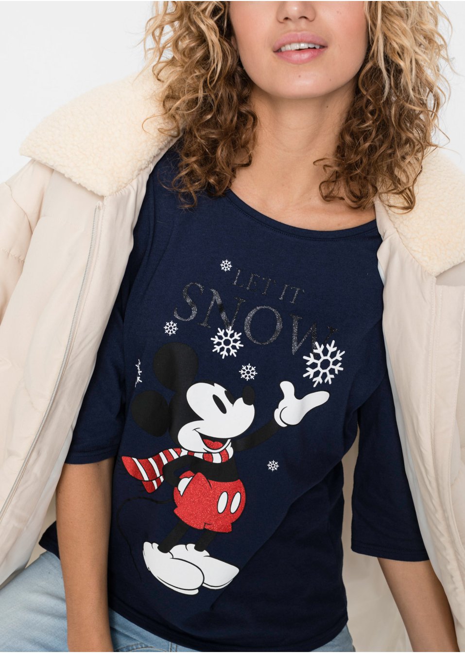 T-shirt manches 3/4 à imprimé Mickey Mouse