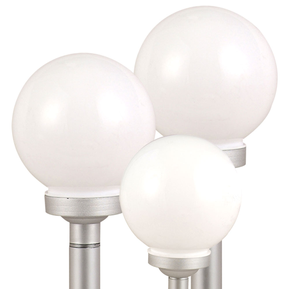 3er Set LED Außen Solarleuchten, Kugel weiß, 15 und 25 cm