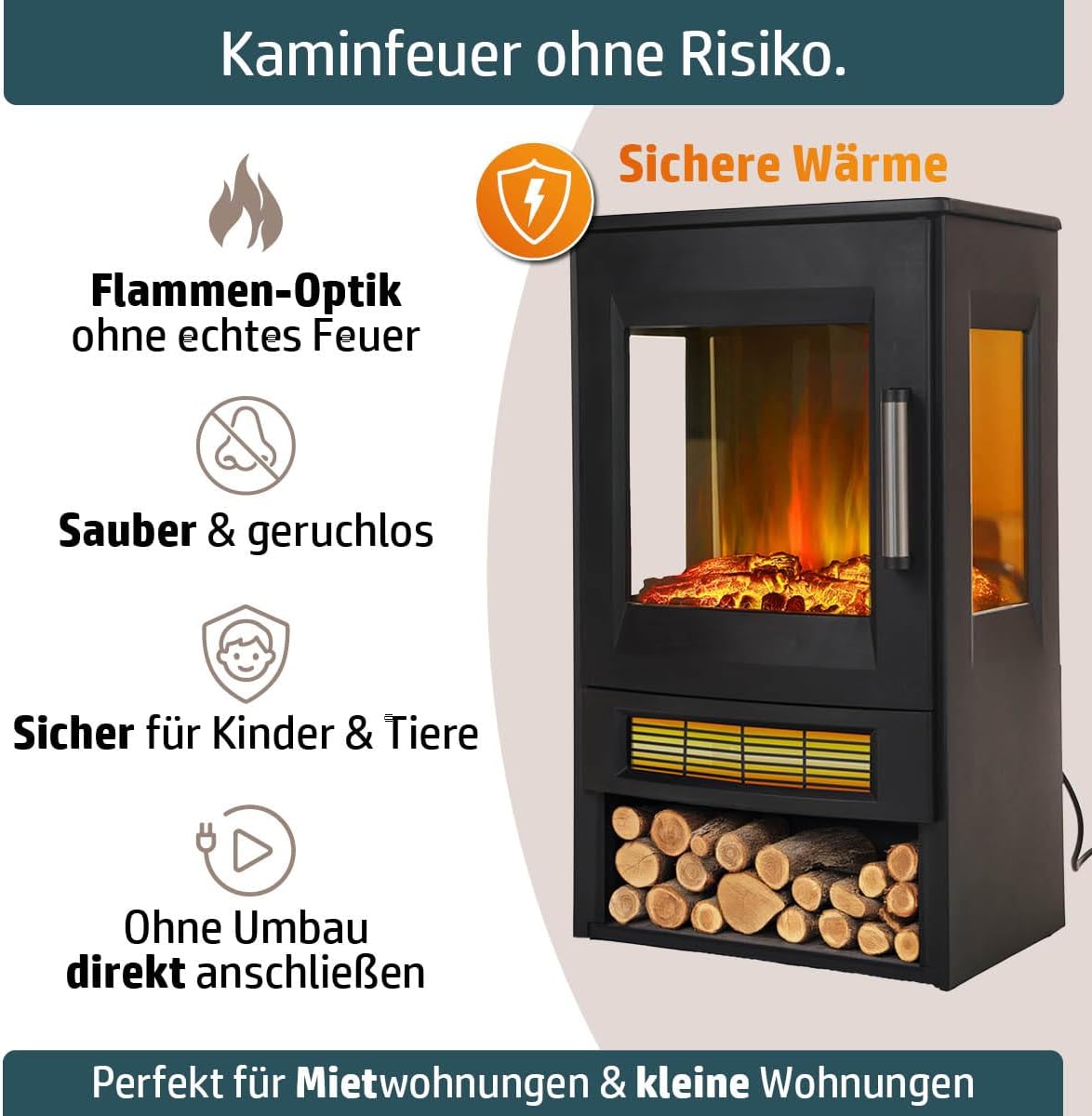 Elektrokamin | 2 Heizstufen | 900W - 2000W | viele Modelle | LED - 3D Flammeneffekt mit Farbwechsel | inkl. Fernbedienung Timer & Thermostat | Überhitzungsschutz | Magnus