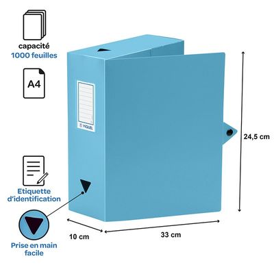 Viquel - Boîte de classement plastique - dos 100 mm - disponible dans différentes couleurs pastels