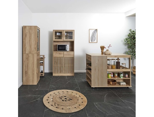 THE HOME DECO FACTORY - Buffet de cuisine 4 portes 2 tiroirs saulk en bois - marron