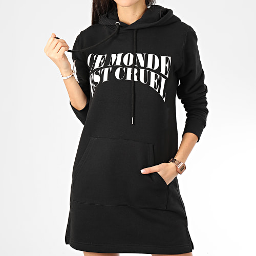 Sweat Capuche Robe Femme Ce Monde Est Cruel Noir
