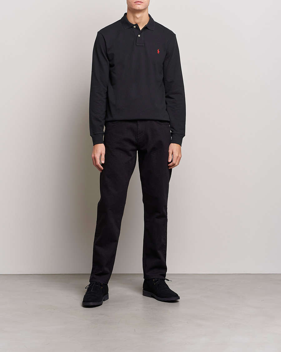 Polo Ralph Lauren Slim Fit Long Sleeve Polo Polo Black