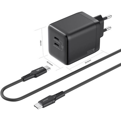 Chargeur et câble d'alimentation PC Accsup CV 100W+CBL USBC BK