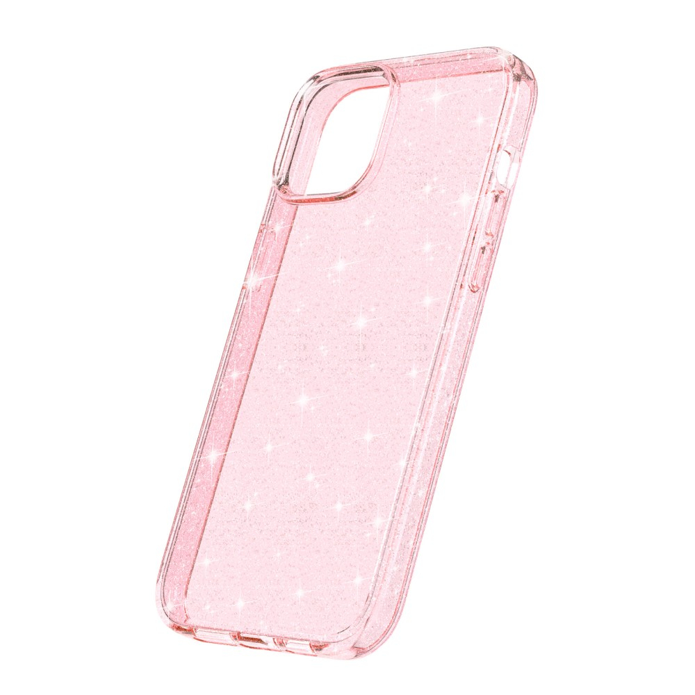 iPhone 15 Hybrid Hardcase Schutzhülle im Glitzer Design - Pink / Transparent