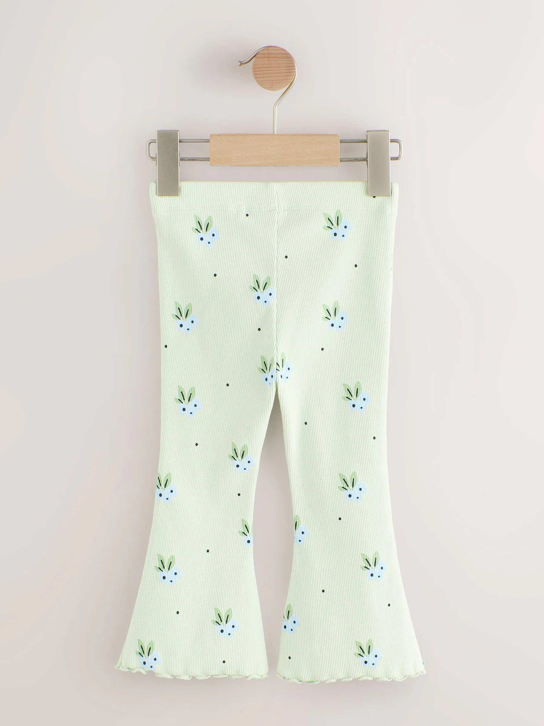 Mintgroen Blauwe bosbes - Geribbelde flare legging (3 mnd-7 jr)