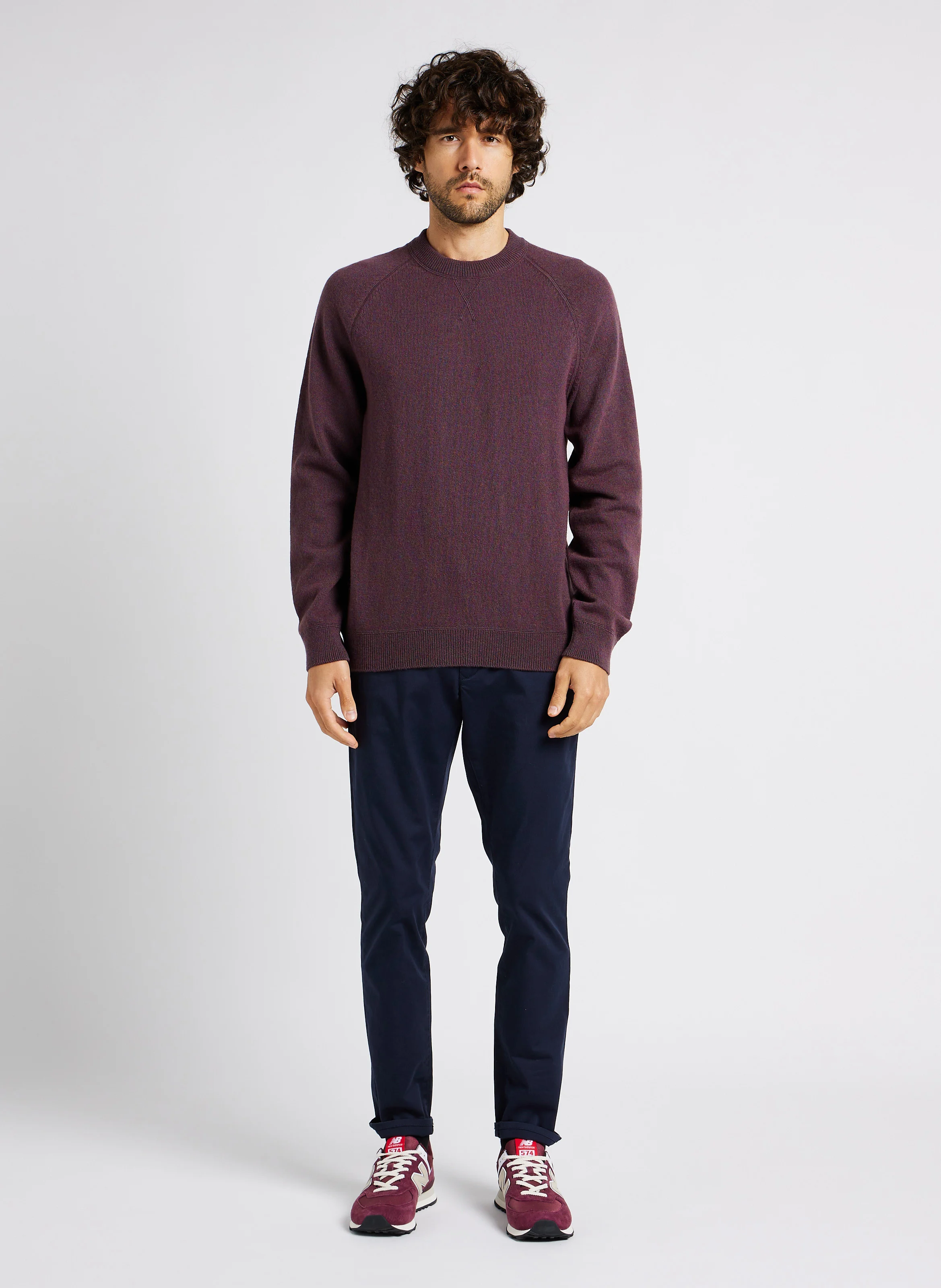 Pull col rond en laine droit | Violet