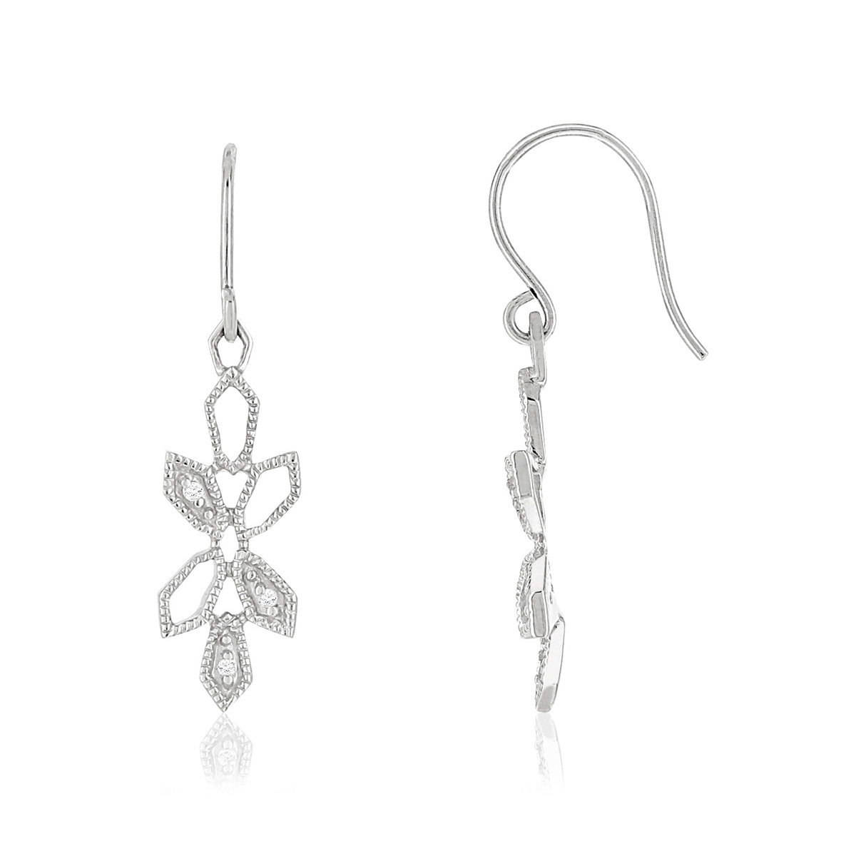 Boucles d'oreilles or blanc 375 zirconias