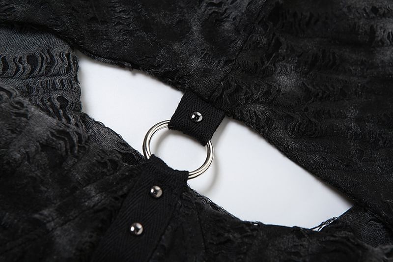Sugarcoat - Crop top met lange mouwen, koude schouders en capuchon