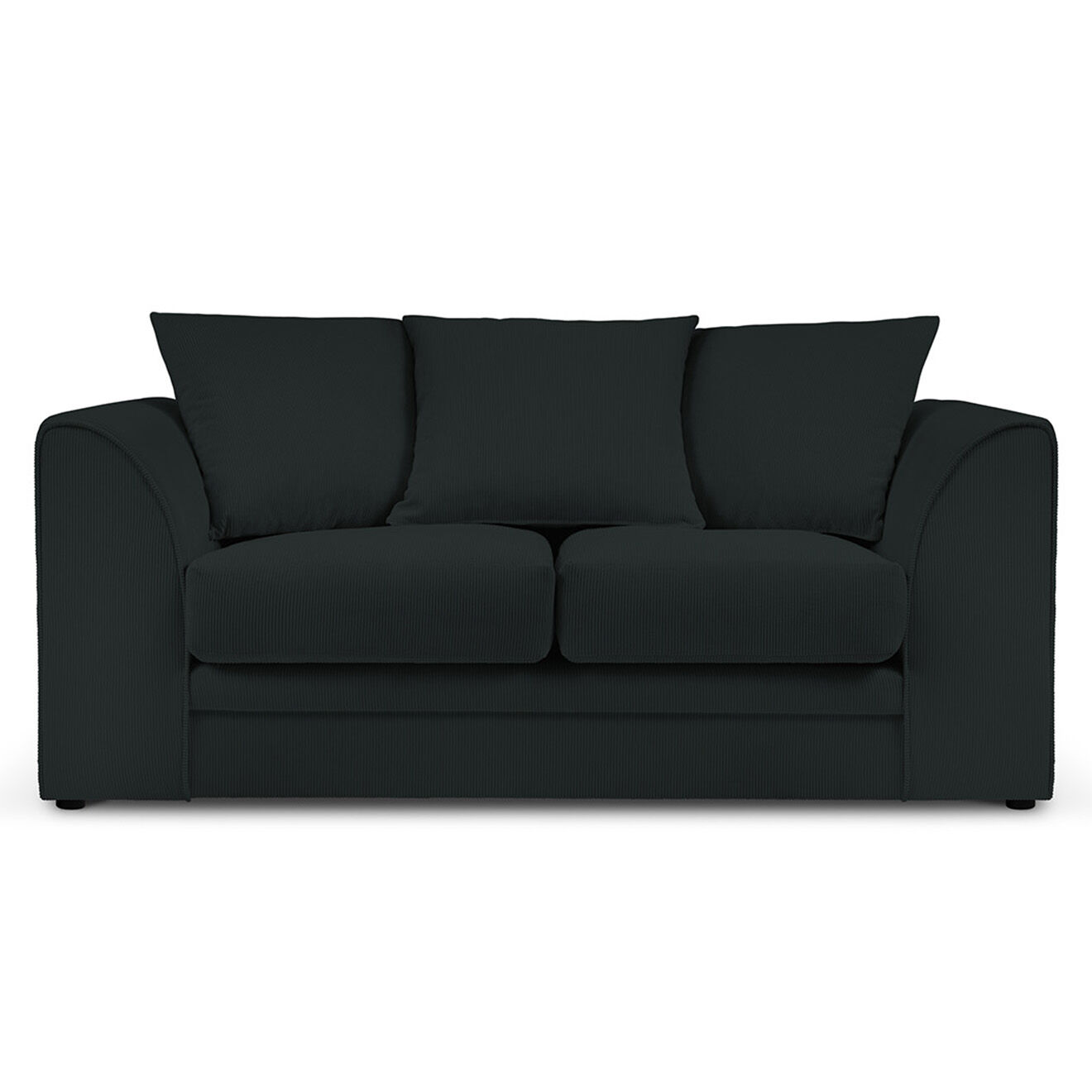 Mazzini Sofas Canapé Quince Velours côtelé 2 Places noir - 150x92x80 cm