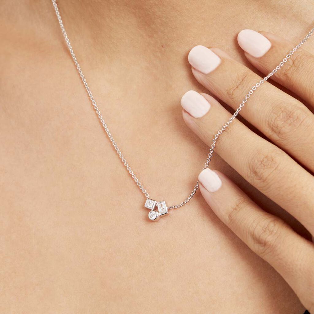 Collier Argent Duredle Oxydes De Zirconium