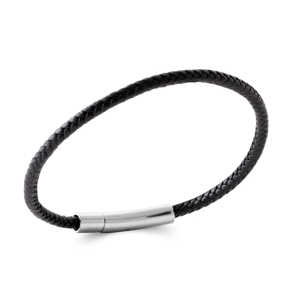Bracelet Brillaxis cuir noir et acier