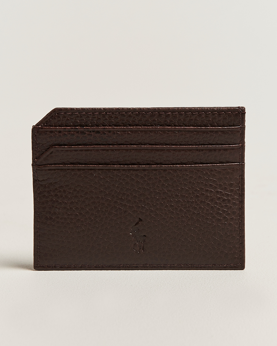 Polo Ralph Lauren Pebble Leather Card Case Dark Brown
