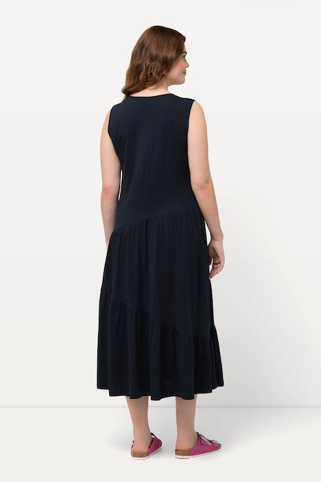 Midikleid, A-Linie, V-Ausschnitt, ärmellos, Biobaumwolle