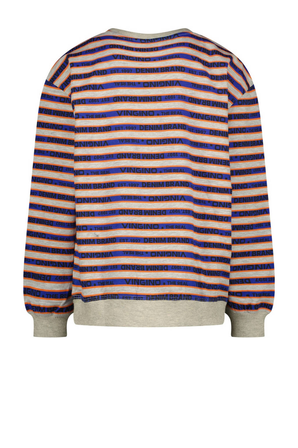 Vingino pyjama Waffi met streepdessin hardblauw/beige/oranje