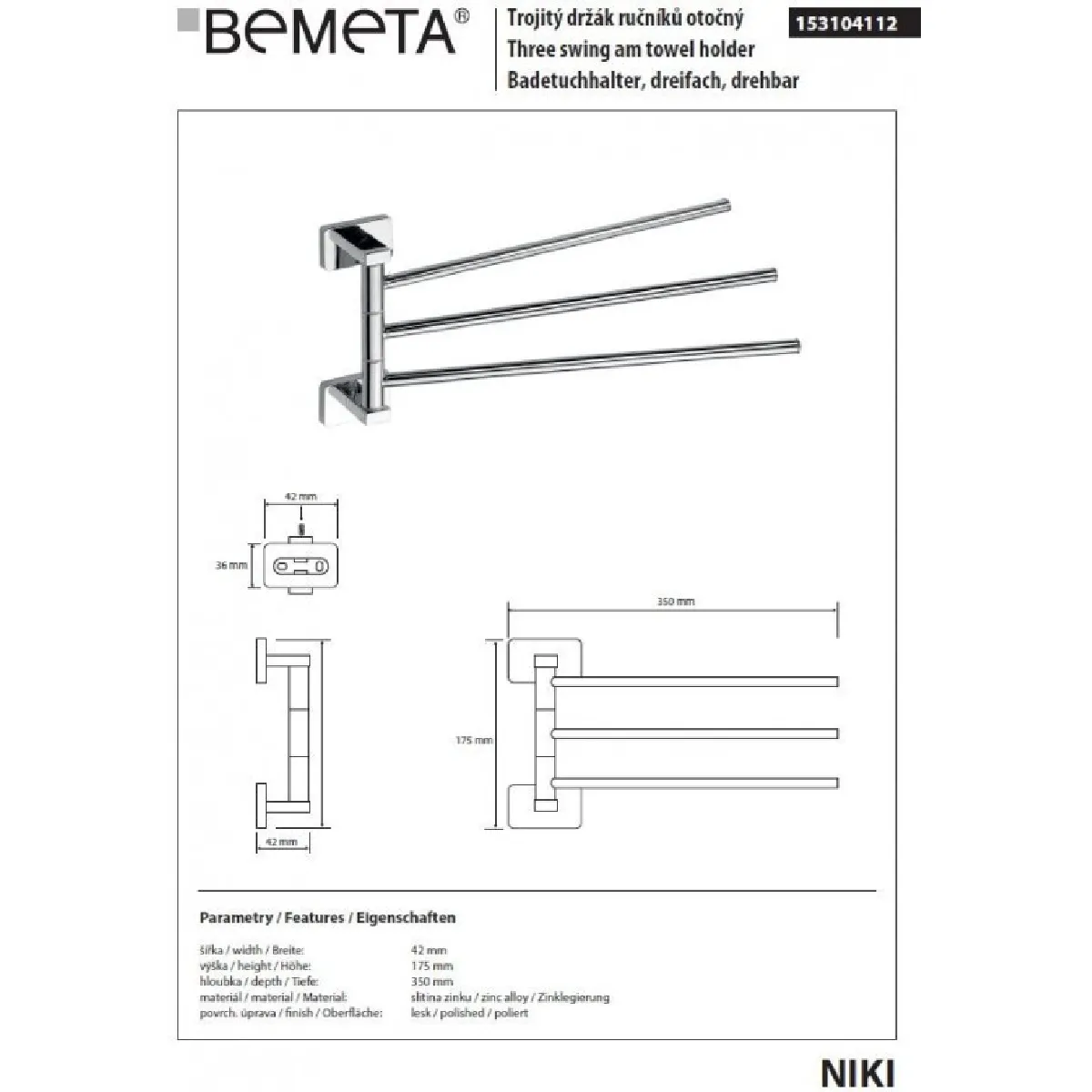 Bemeta - Maison De La Tendance Bemeta Maison Porte-serviette triple NIKI inox