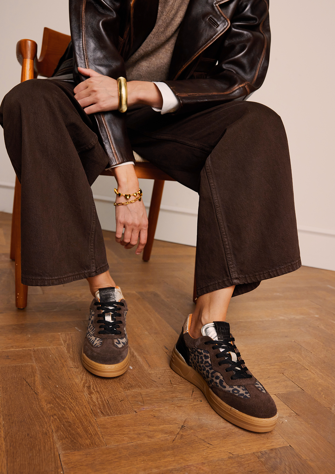 Leopard suède sneakers