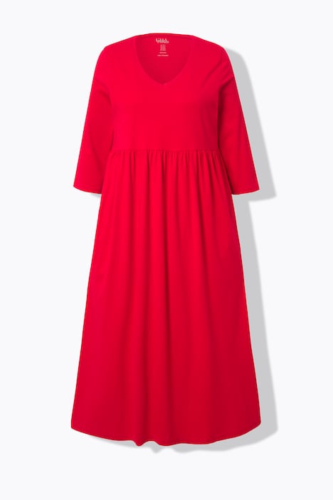 Jerseykleid, Empirenaht, V-Ausschnitt, 3/4-Arm, Taschen