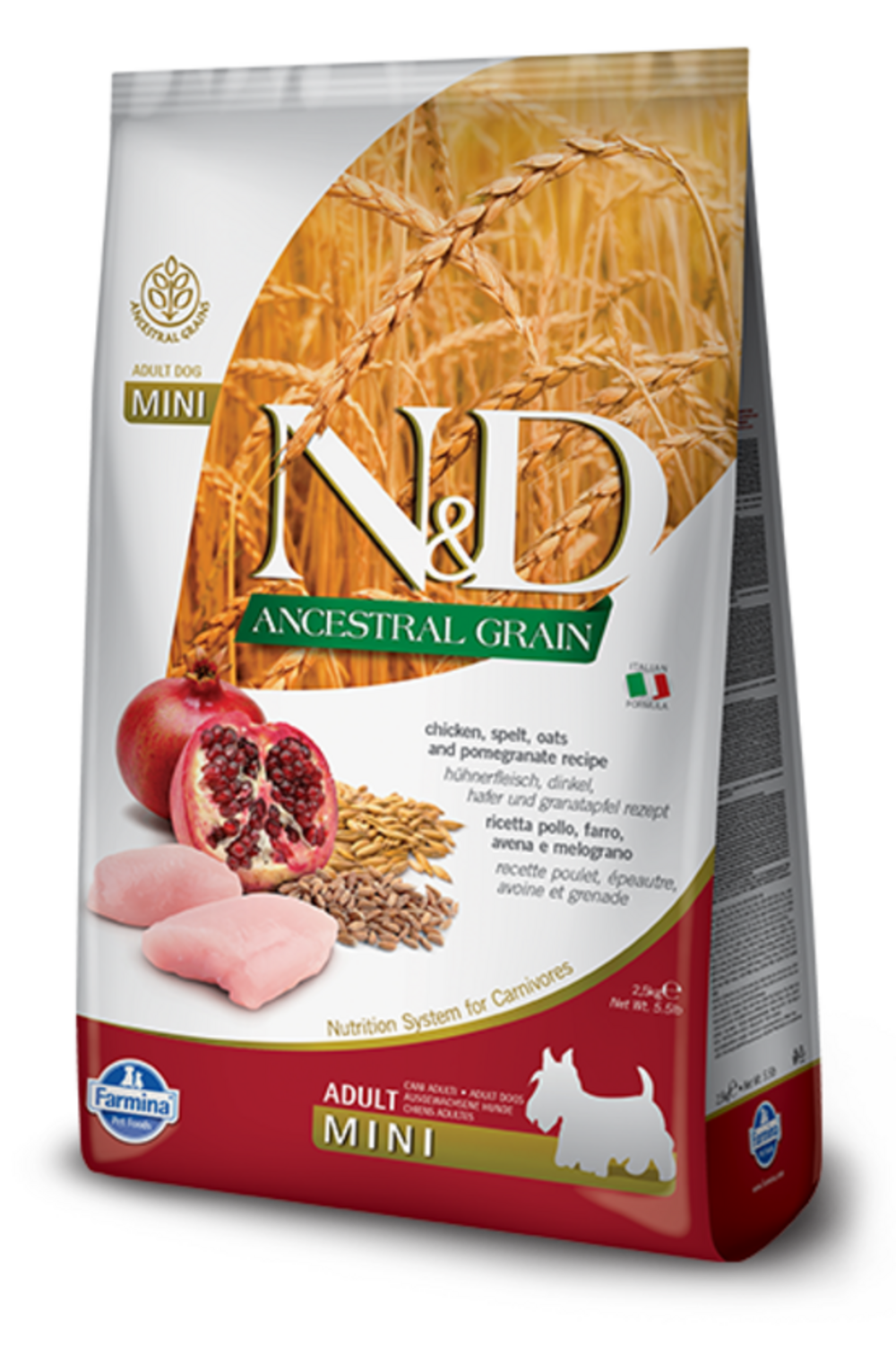 Croquettes n&d ancestral poulet & grenade chien adulte mini 7 kg