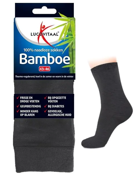 Bamboe Sok Lang Antraciet 3 paar