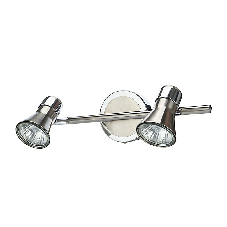 Réglette spot 2 lumières GU10 10W GoodHome Aphroditus nickel L.30 x L.9 x H.16 cm