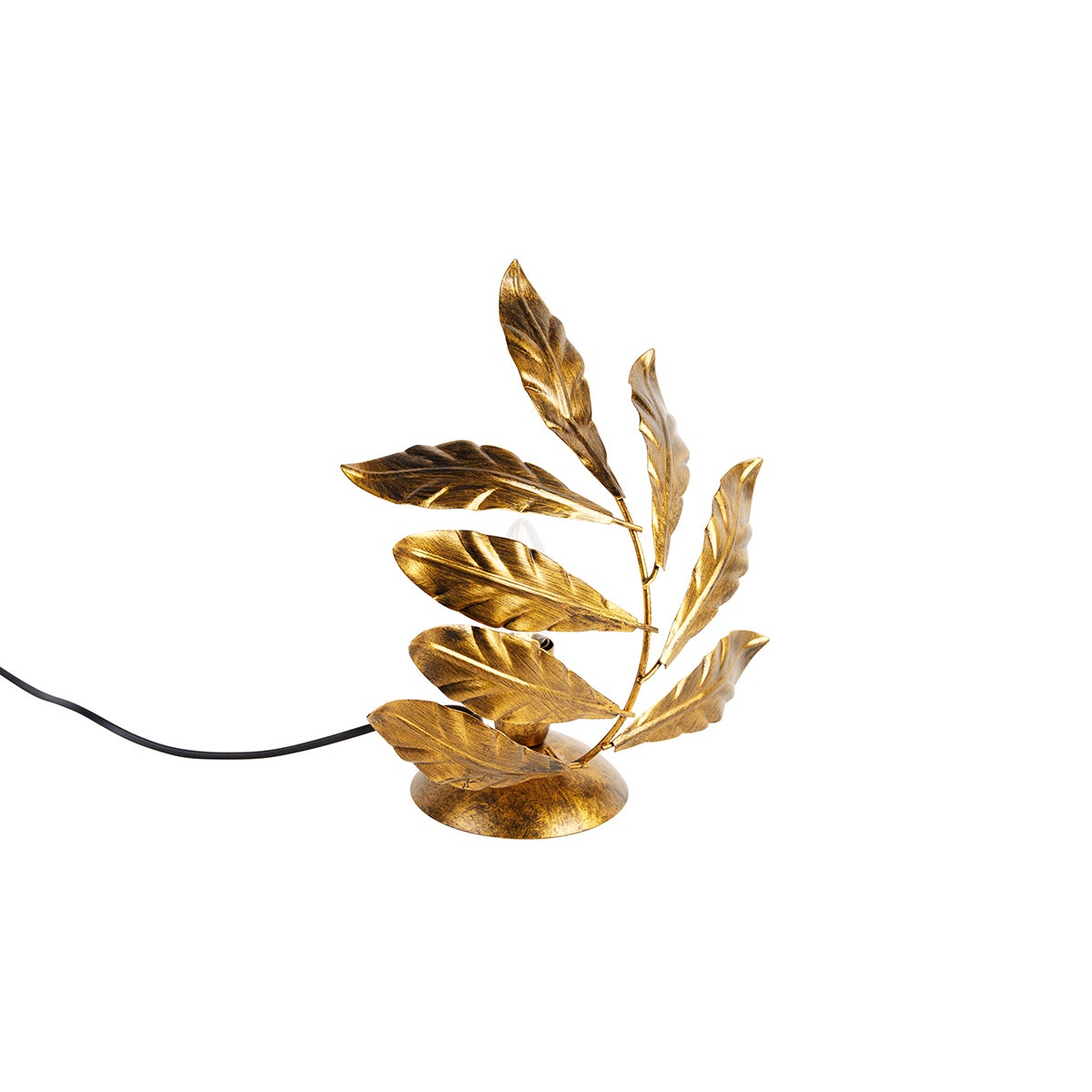 Vintage tafellamp, antiek goud, 25 cm - lindehout