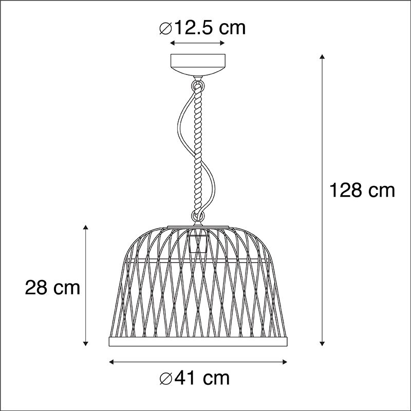 Smart landelijke hanglamp rotan incl. Wifi G125 lichtbron - Calamus
