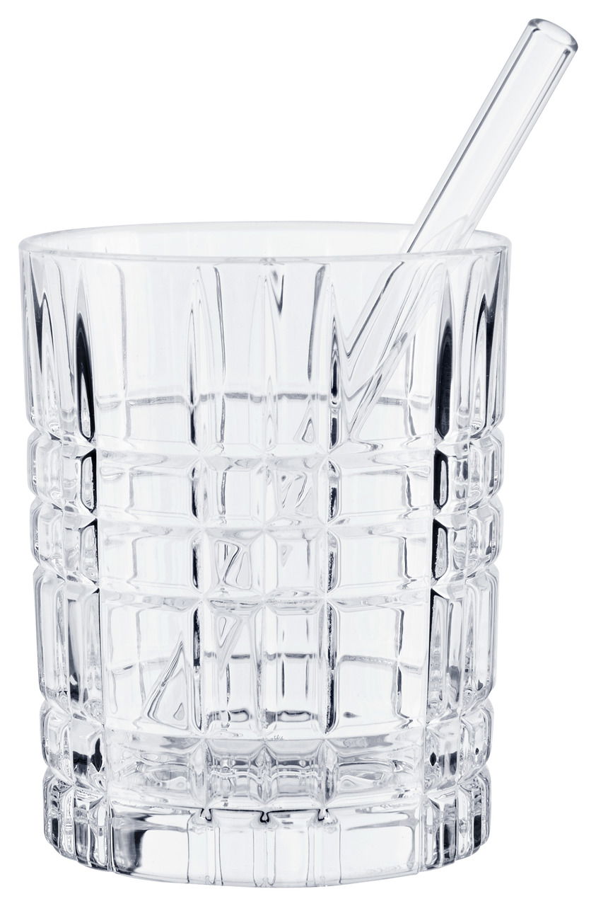 Nachtmann 4er-Set Whisky-Gläser + Glas-Trinkhalme TASTES GOOD