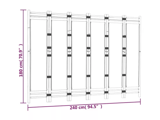 Cloison de séparation pliante 6 panneaux 240 cm Bambou et toile