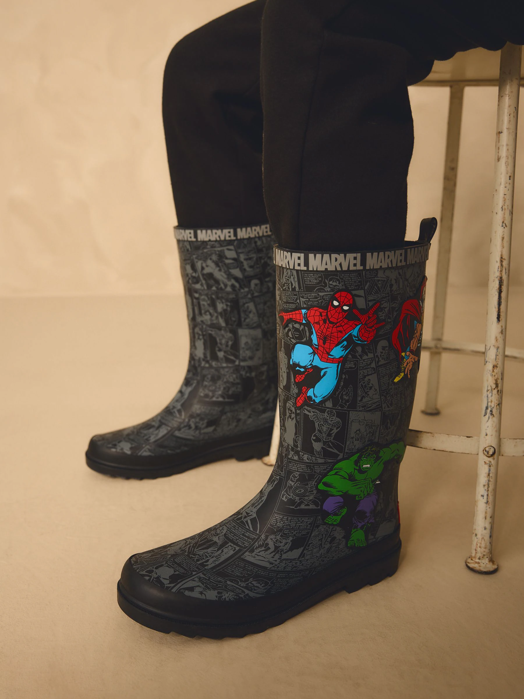 Zwart - Marvel Comic Print Laarzen