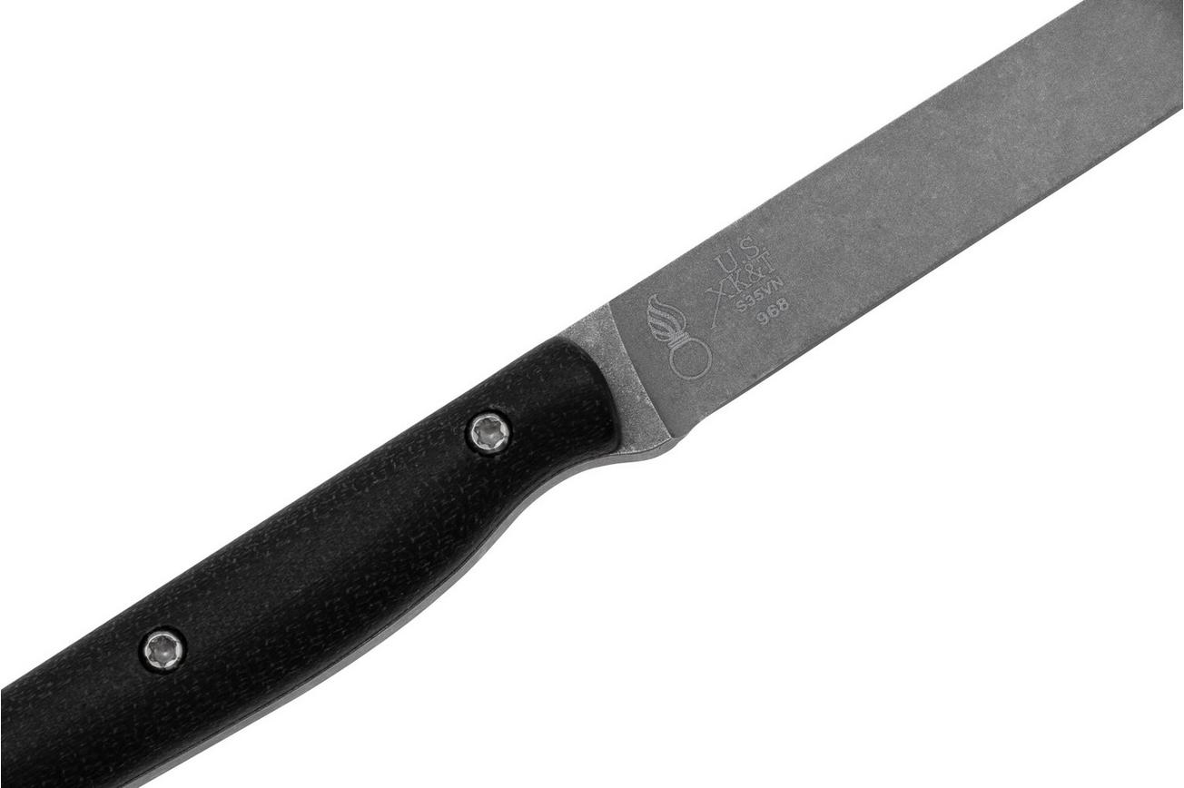 White River Exodus 3, Black Canvas Micarta, Kydex schede, vaststaand mes