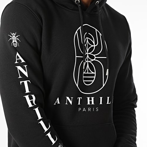 Sweat Capuche Outline Noir Blanc