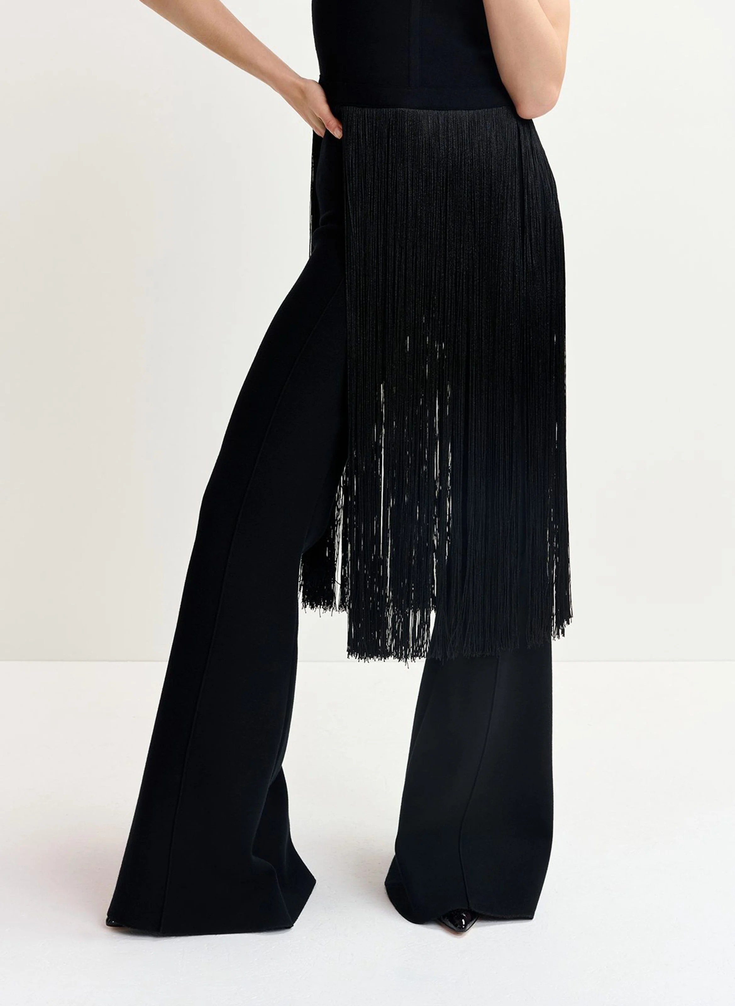 GATTITUDE - Pantalon flare en tricot | Noir