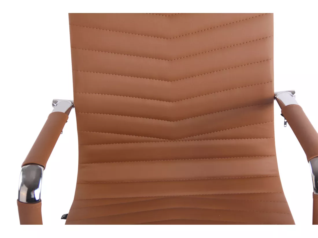 Chaise de bureau - Similicuir & Métal chromé - Marron clair - Batley