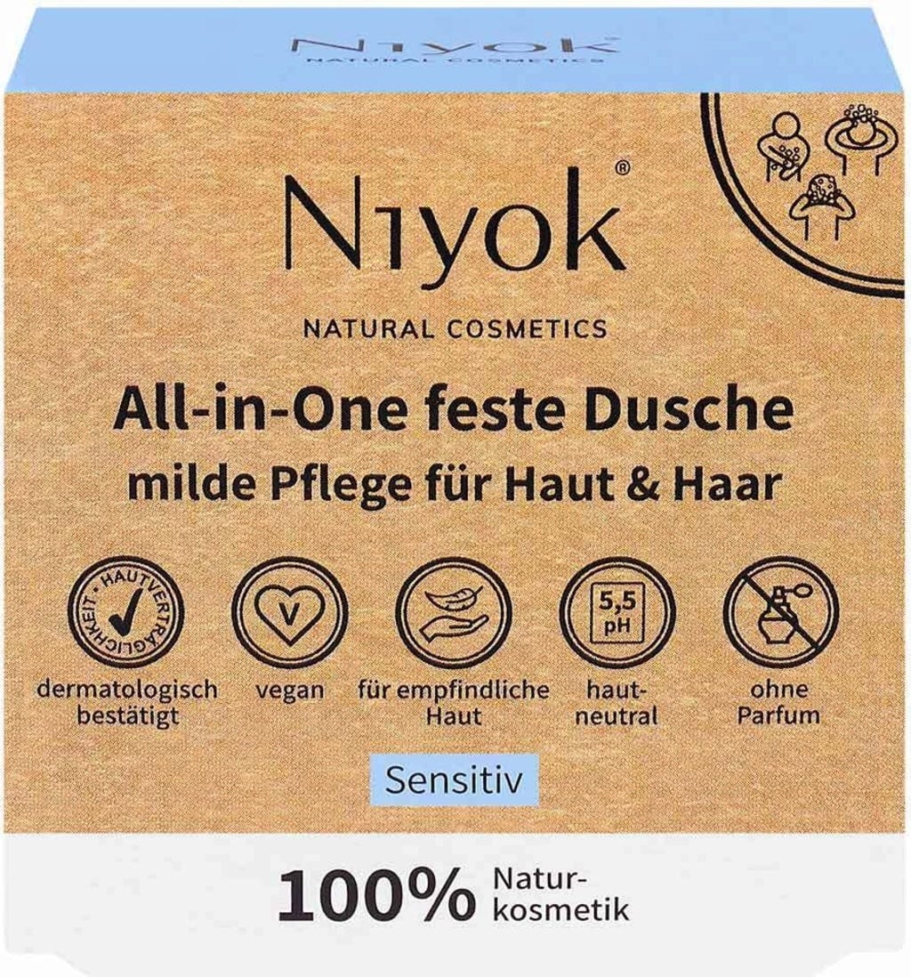 Niyok  All-in-One feste Dusche Sensitiv, 80 g