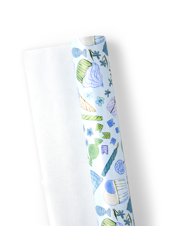 Gavepapir | Papir. 70 cm x 3 m. | Smokey Blue, Blue